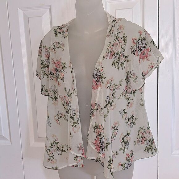 Papaya Cardigan Kimono Sheer Floral Boho Top Blouse Small S - Picture 1 of 4